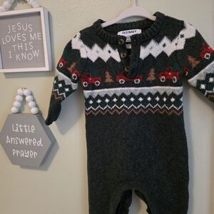 Old Navy Baby Knit One Piece - Dark Green and Red